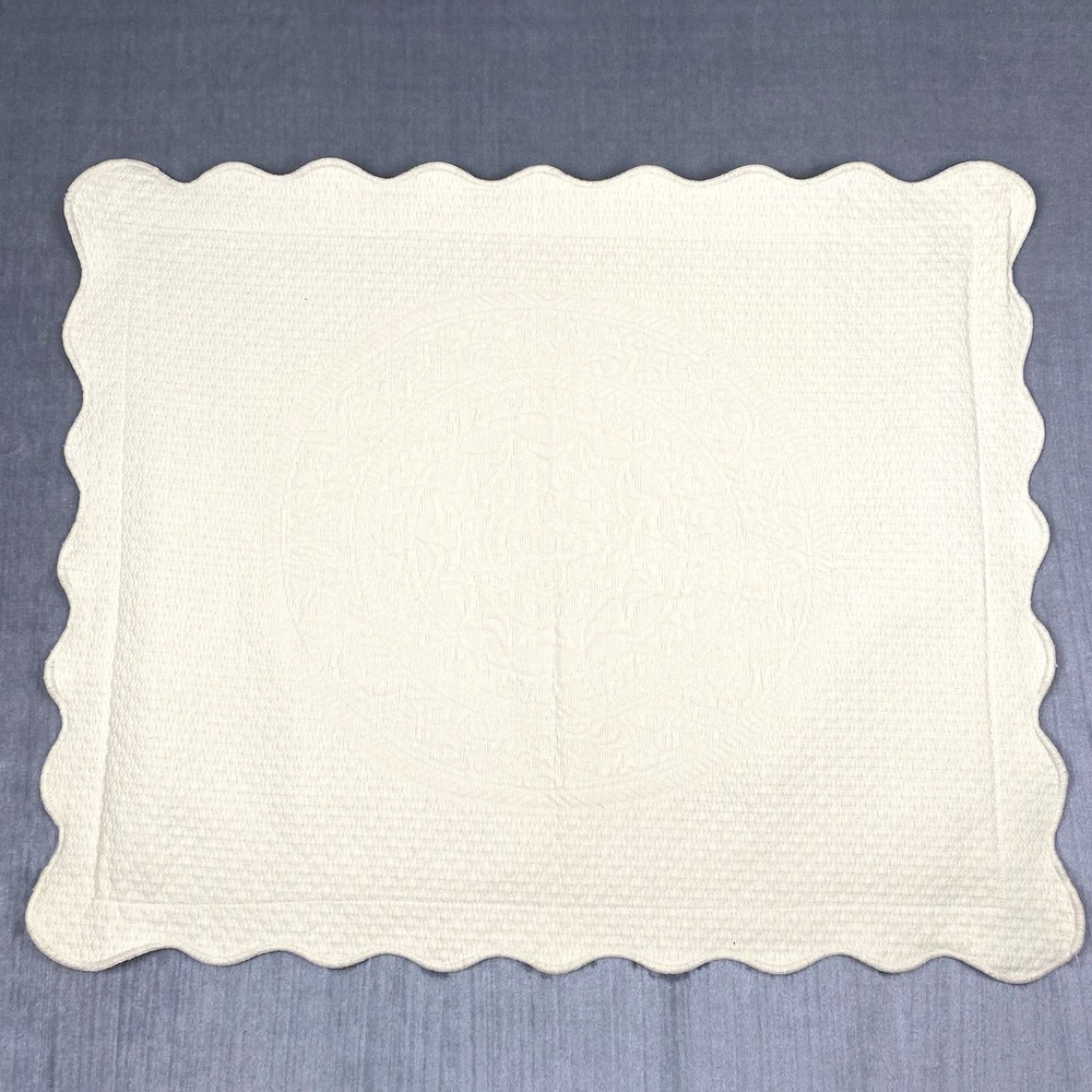 Vtg Shavel Pillow Sham Standard Portugal Cotton Blend Matelassé Medallion